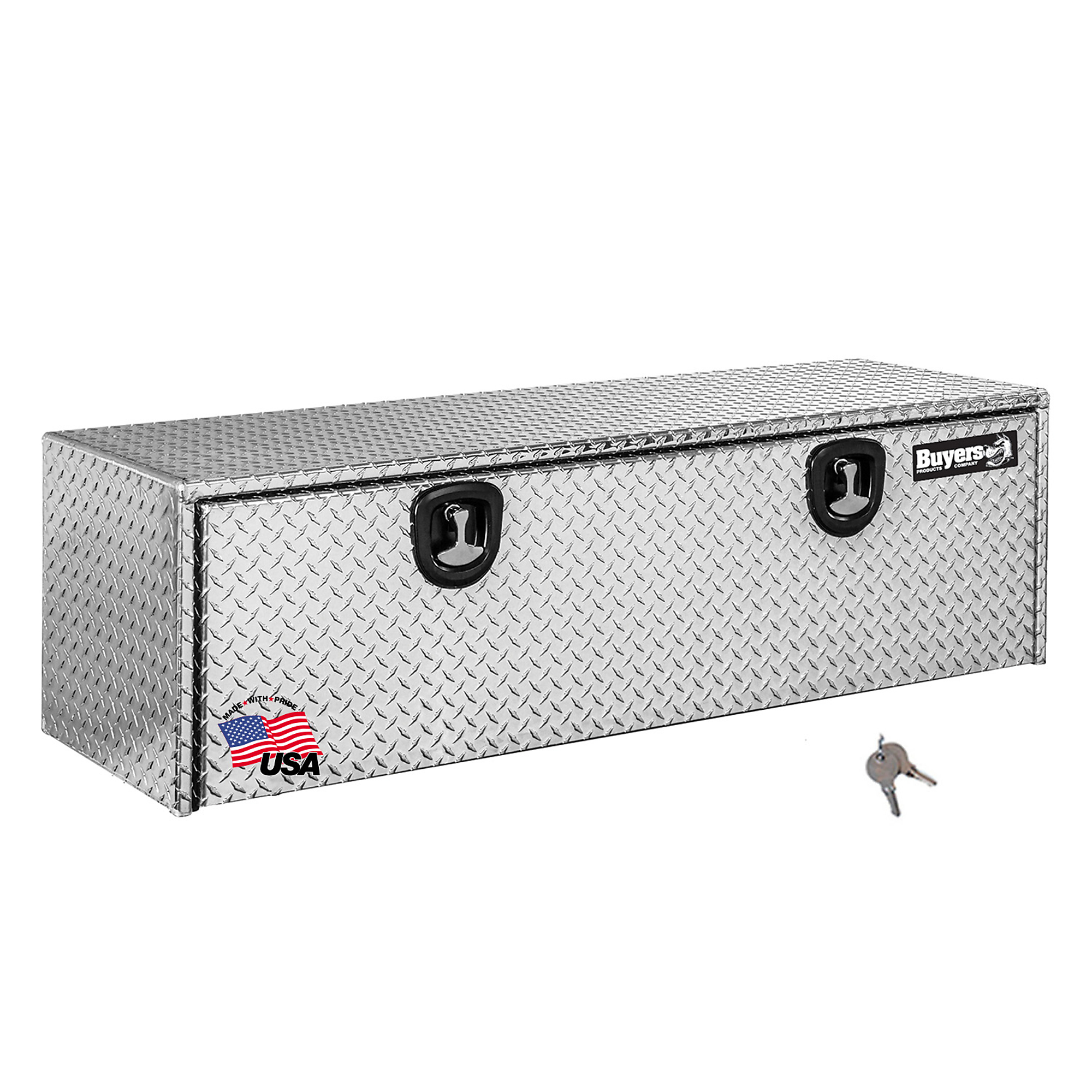 Buyers Products, 60x24x24in. Steel Underbody Truck Tool Job Storage Box, Width 60 in, Material Aluminum, Color Finish Diamond Plate Silver, Model# 1705145